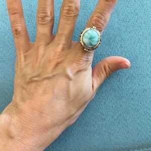 Larimar and sterling silver ring